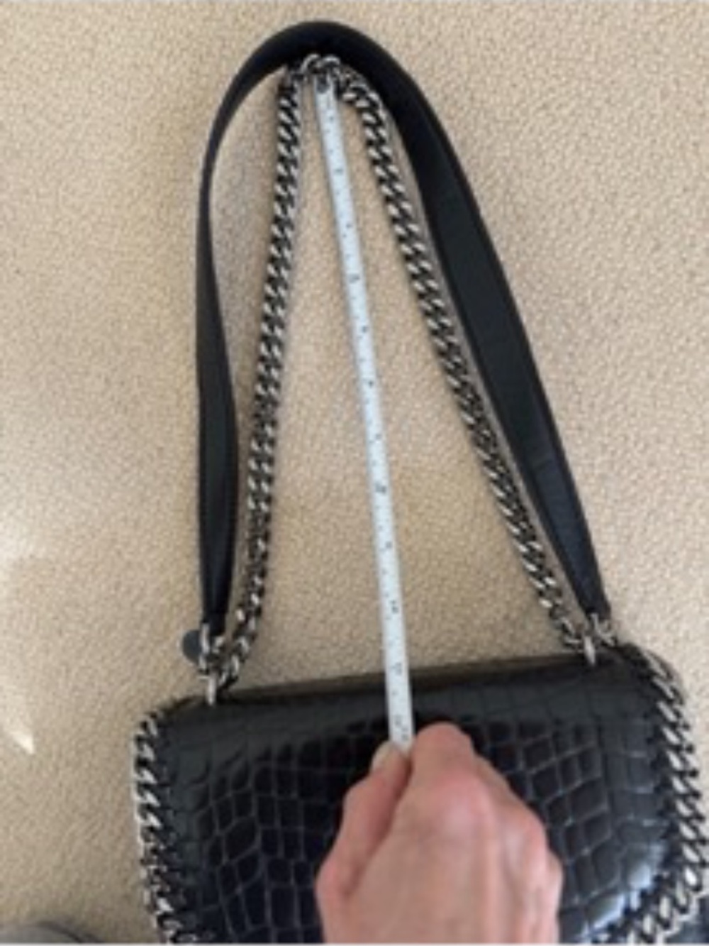 Stella McCartney Black Croc Embossed Faux Leather Medium Falabella Star Box Bag - Picture 14 of 14